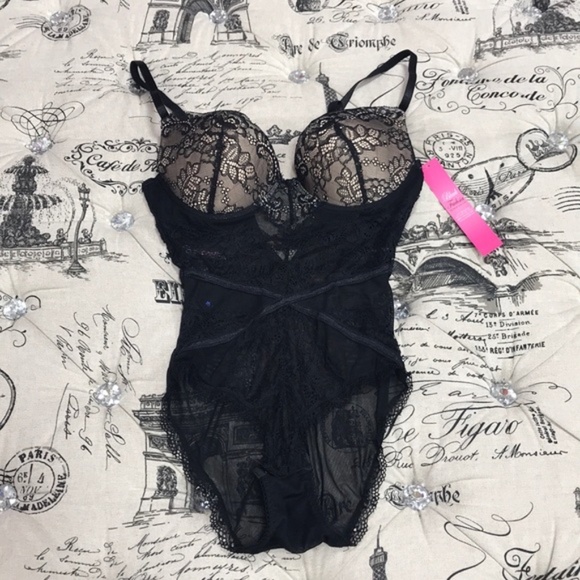 Black Fuchsia by Secret Lace Bodysuit - Picture 1 of 7